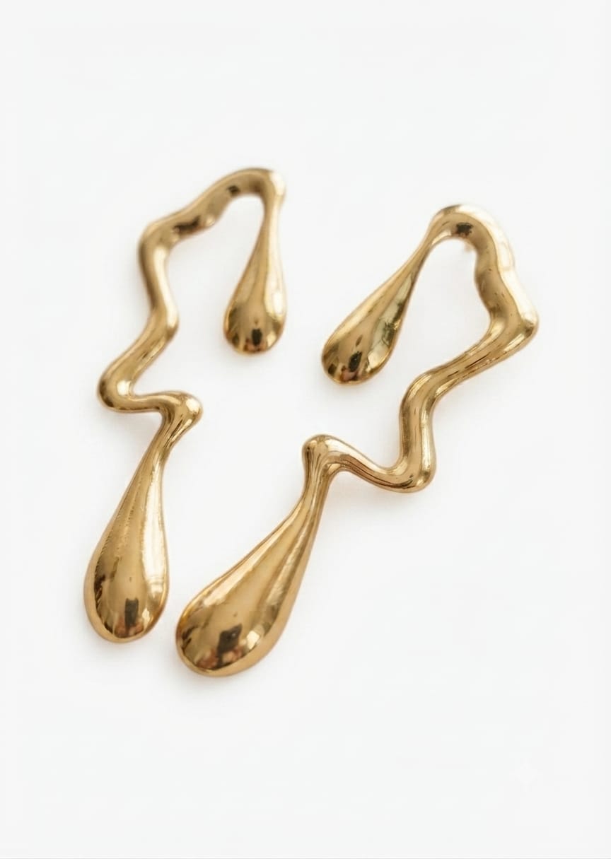 Gold-Tone Abstract Drop Earrings - View 2