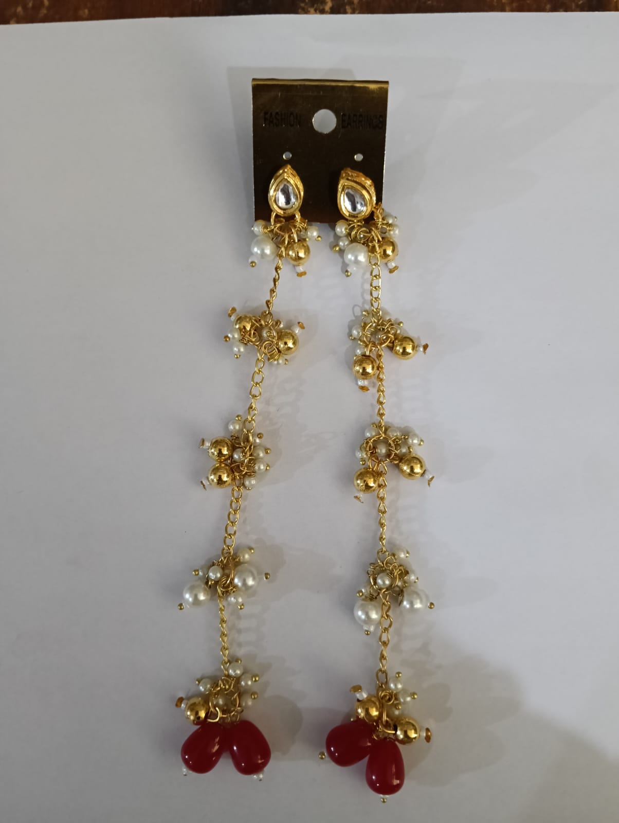 Floral Gold-Tone Long Earrings