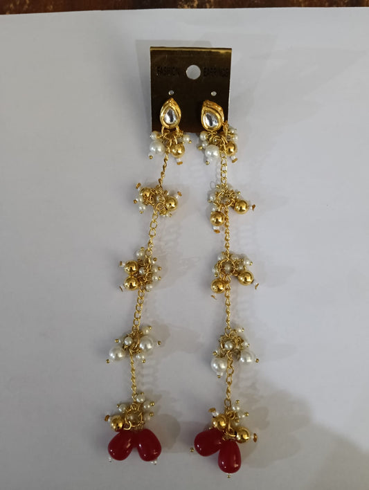 Floral Gold-Tone Long Earrings
