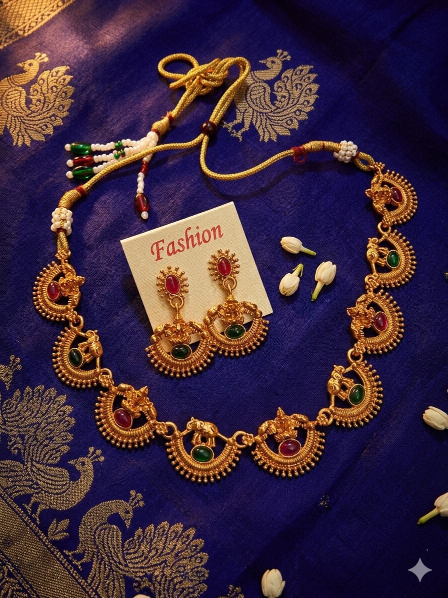 Multicolour Kundan Necklace Set