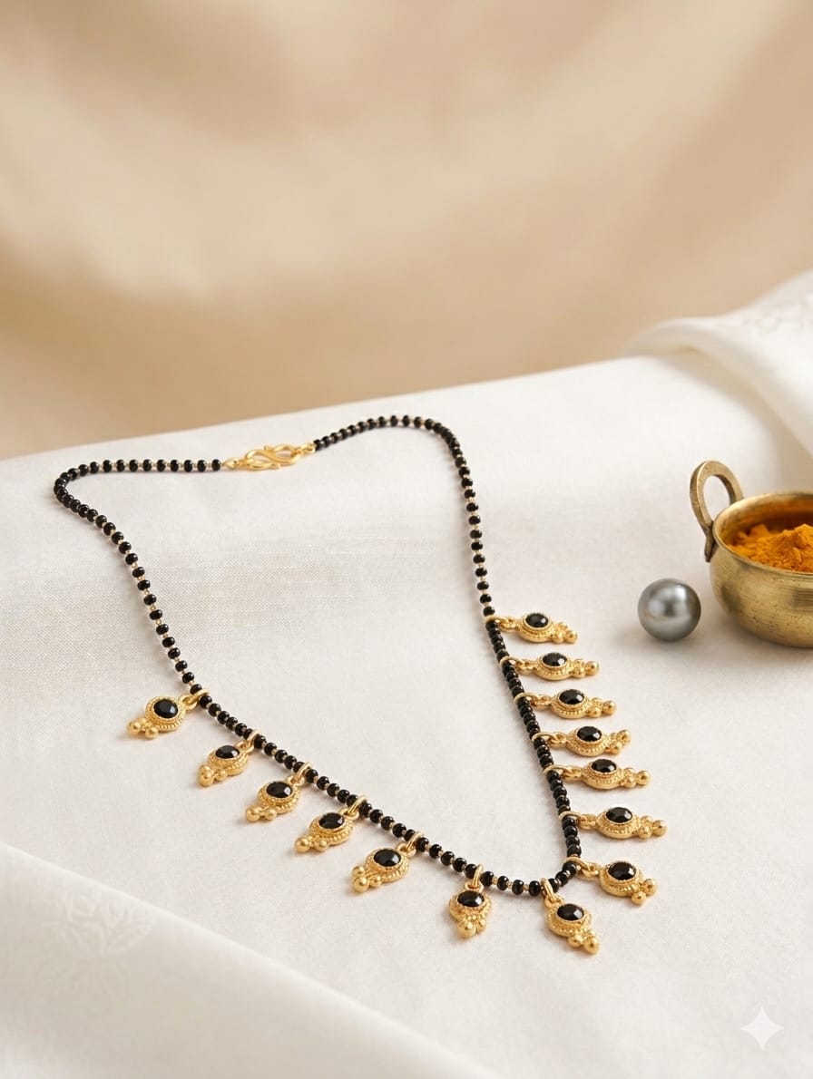Black Beaded Layered Necklace - View 1