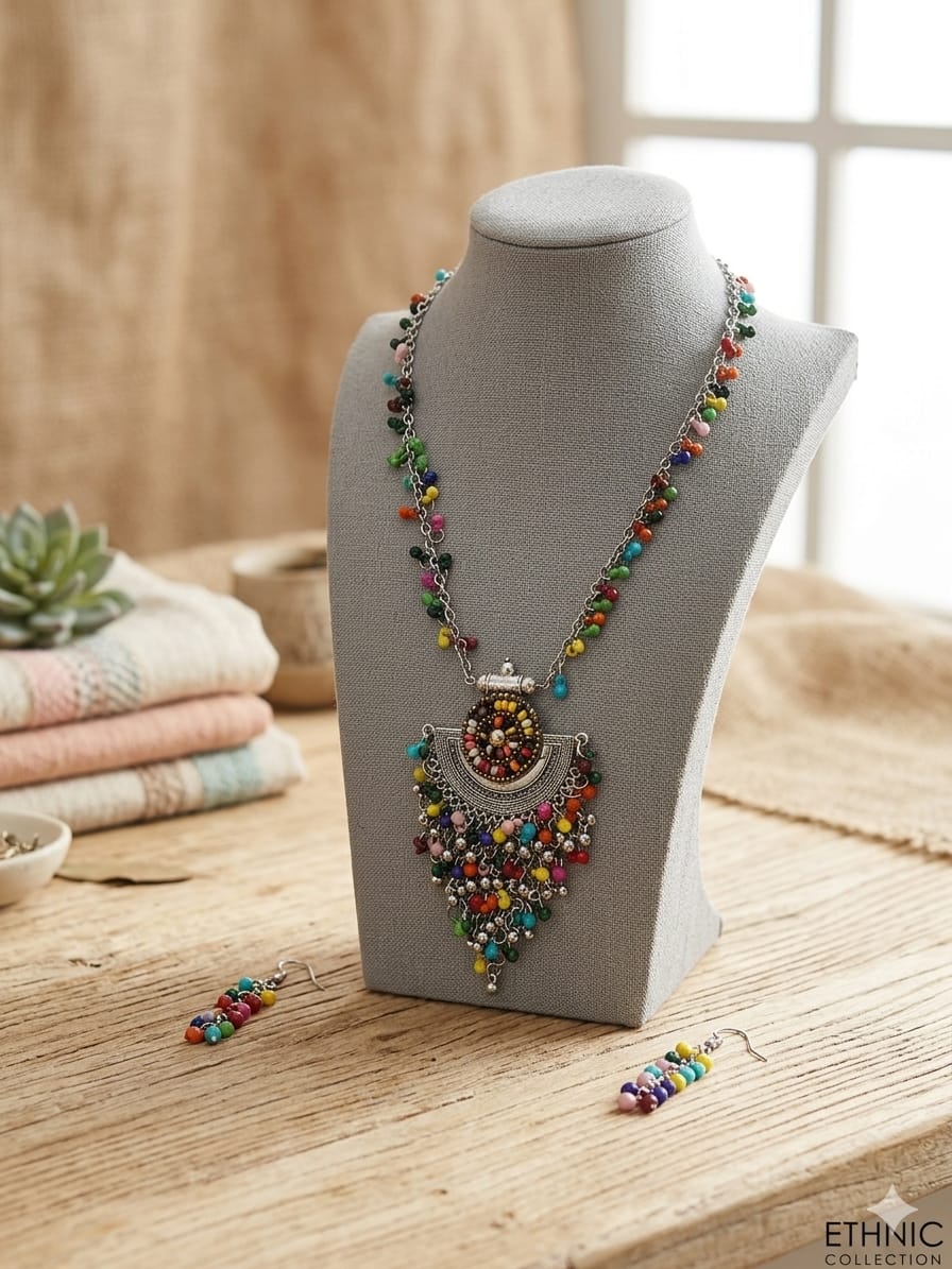 Multicolour Beaded Necklace Set - View 1