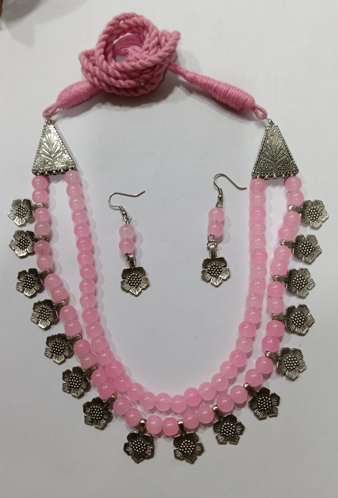 Pink Floral Statement Jewellery Set - View 3