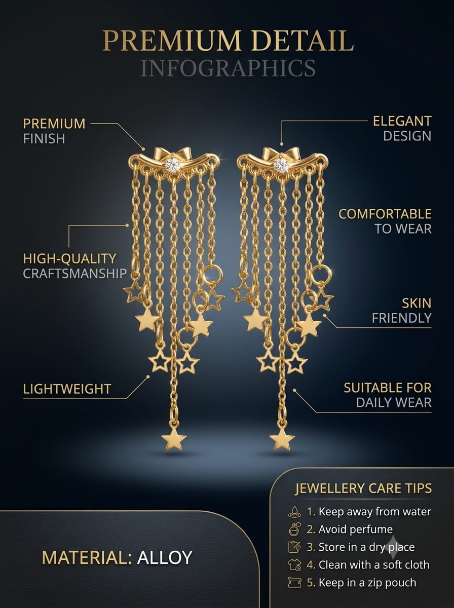Star Charm Layered Drop Earrings - View 3