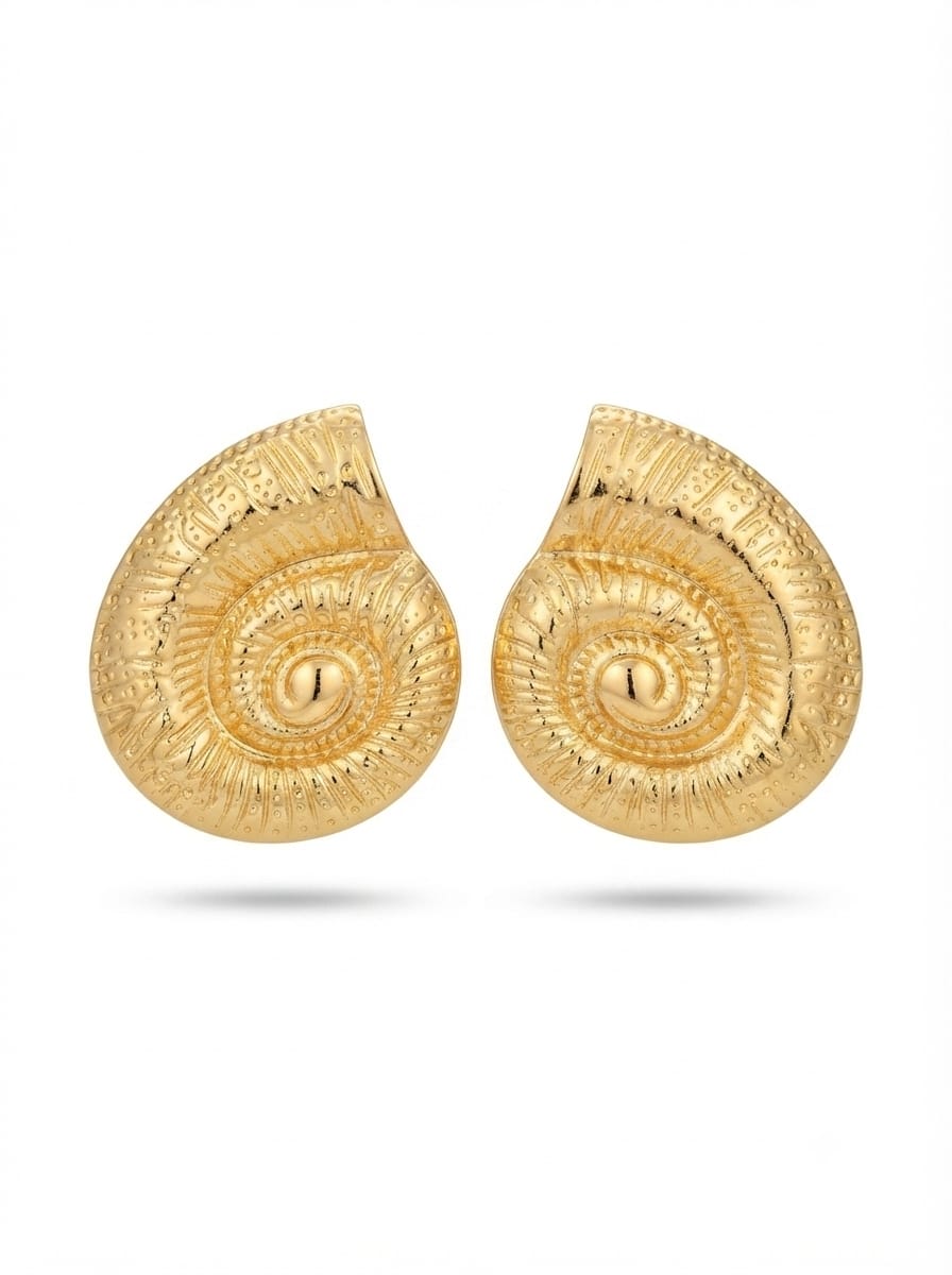 Minimal Gold-Tone Spiral Stud Earrings