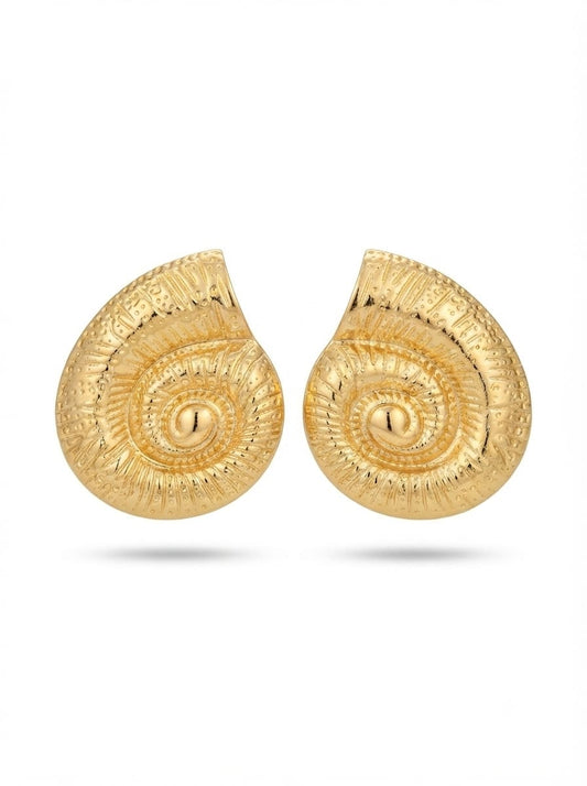 Minimal Gold-Tone Spiral Stud Earrings