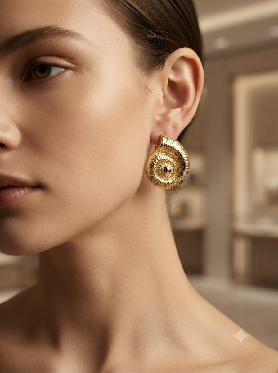 Minimal Gold-Tone Spiral Stud Earrings - View 2