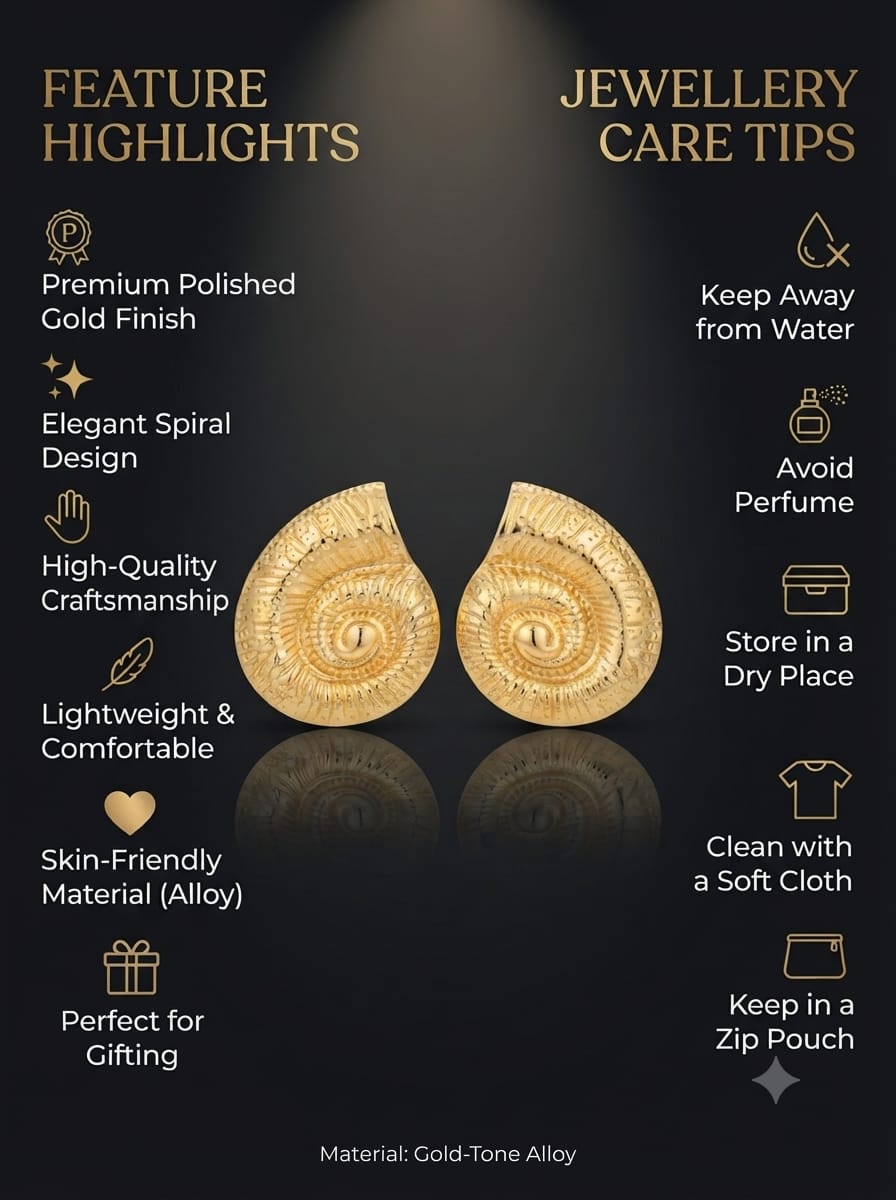 Minimal Gold-Tone Spiral Stud Earrings - View 3