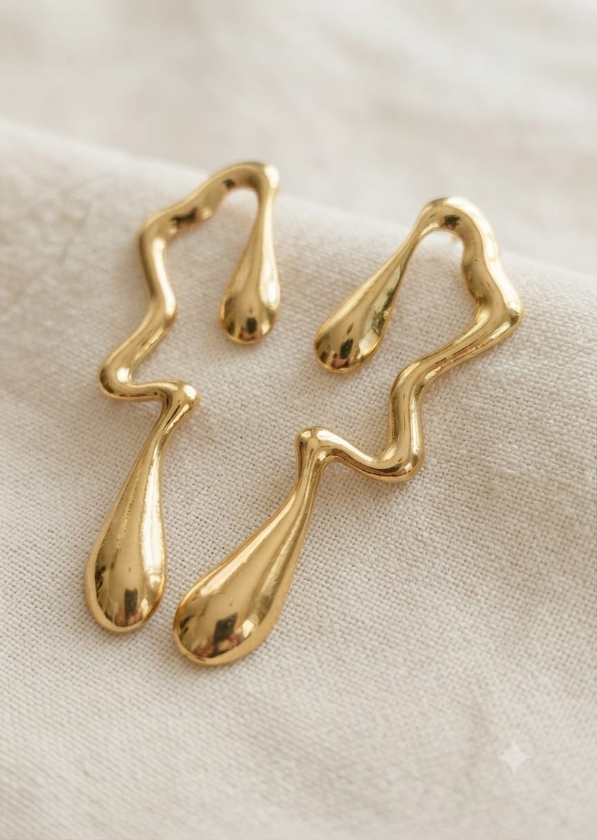 Gold-Tone Abstract Drop Earrings - View 1
