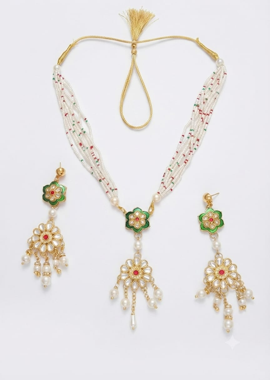 Pearl & Stone Traditional Necklace Set - View 1