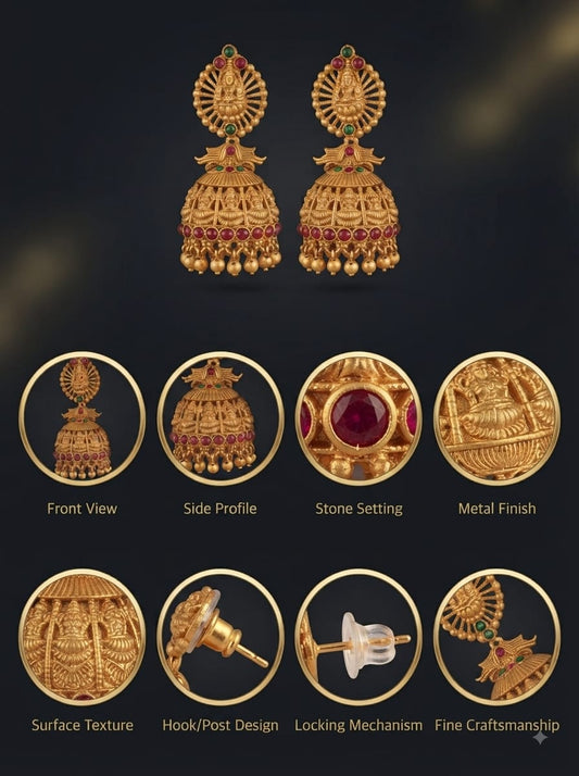 Traditional Gold-Tone Temple Earrings