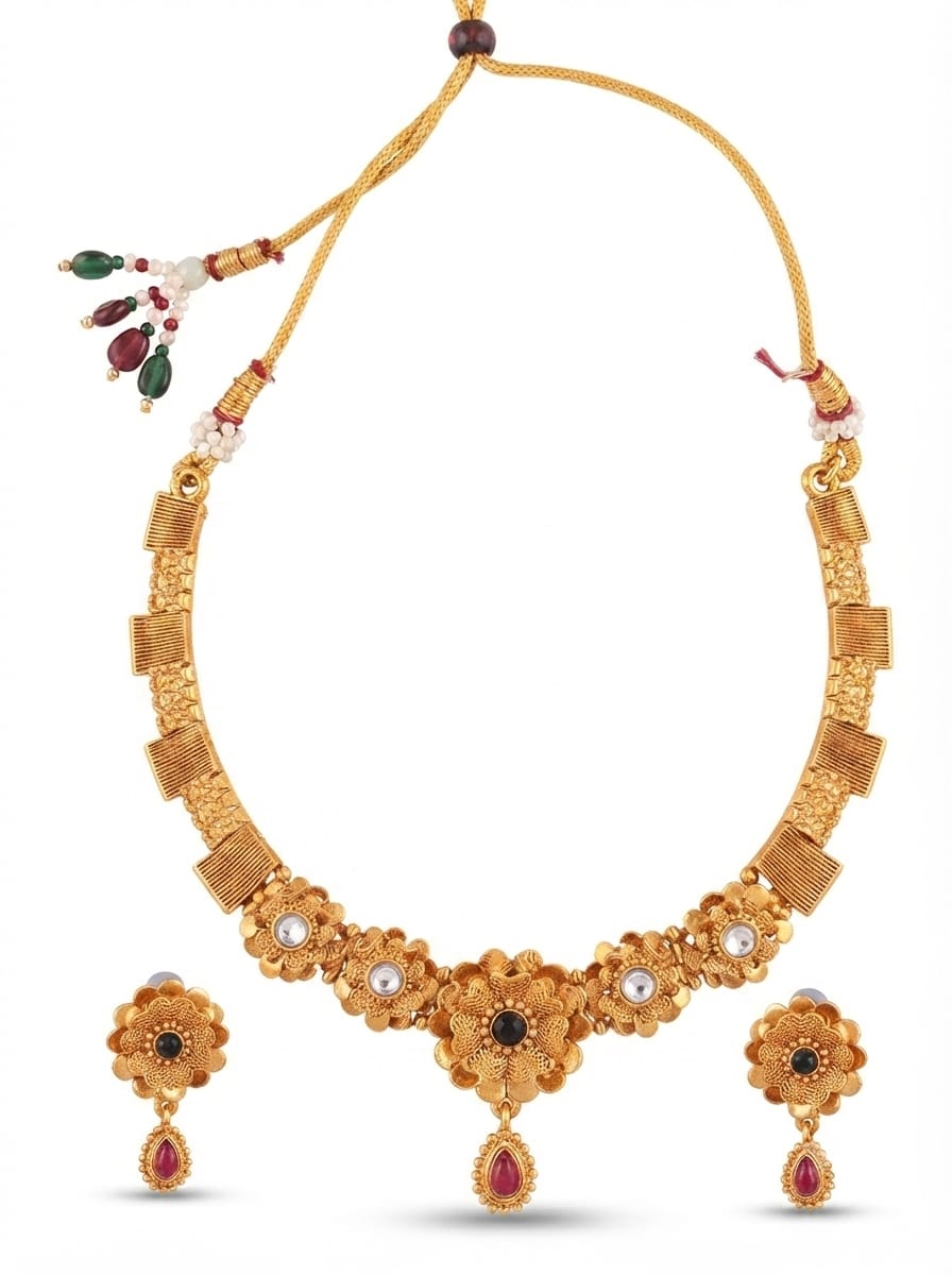 Gold-Tone Pendant Necklace & Earring Set - View 2