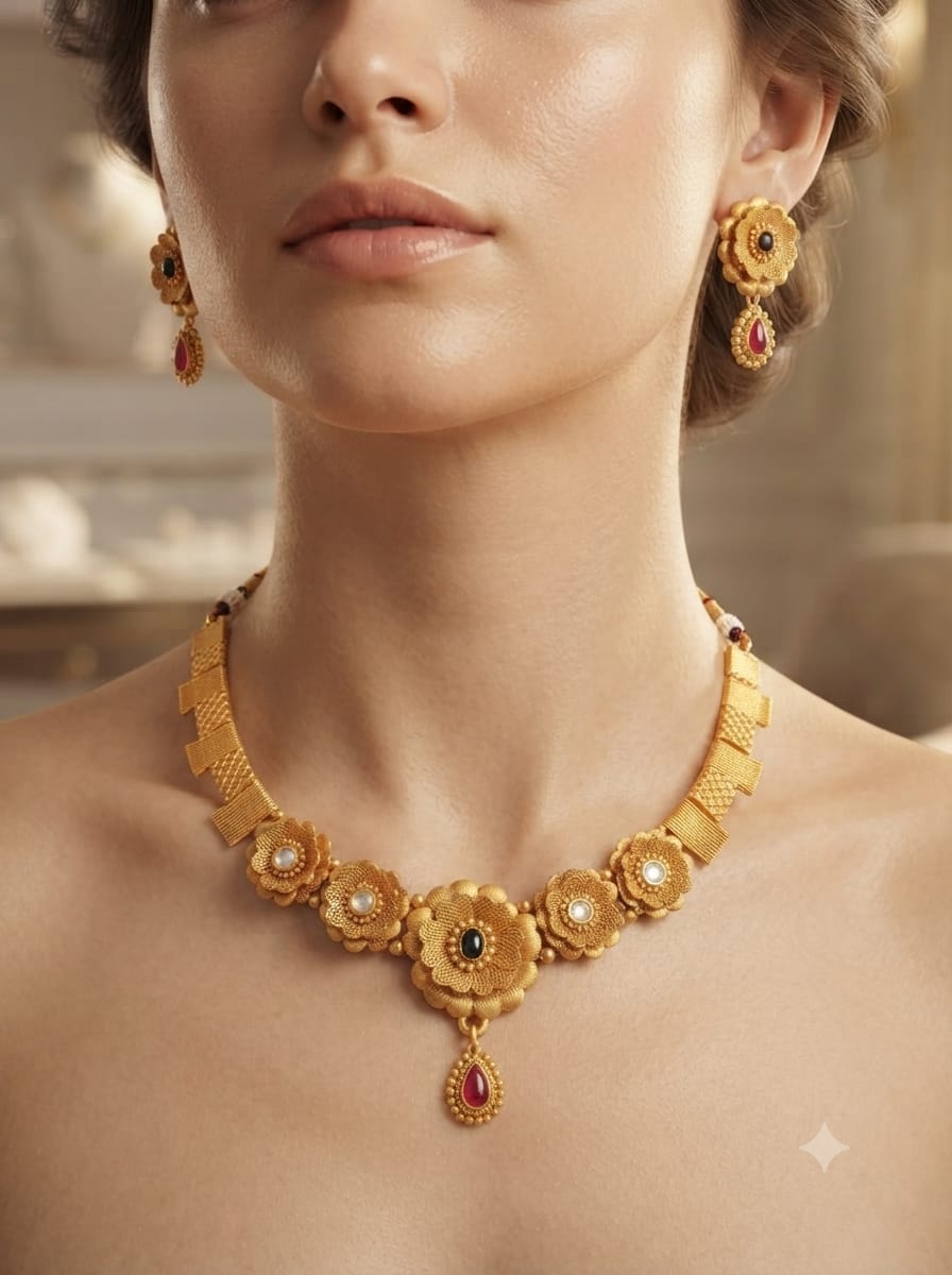 Gold-Tone Pendant Necklace & Earring Set - View 3