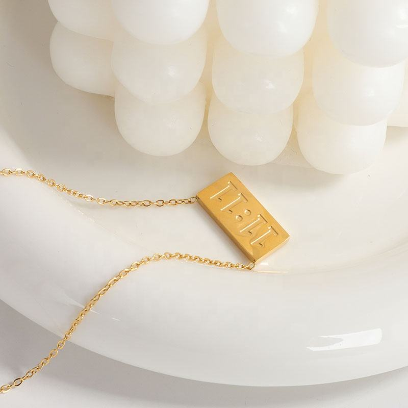 11:11 gold-tone rectangular pendant necklace product view