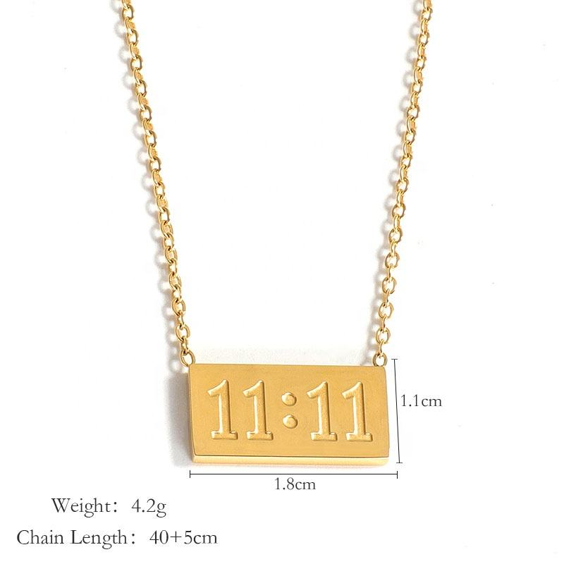 11:11 gold-tone rectangular pendant necklace dimensions