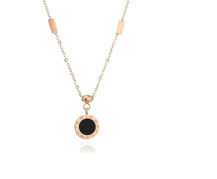 Black onyx circle pendant necklace styling view
