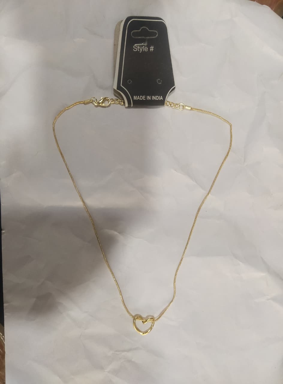 Gold-tone heart pendant necklace front view