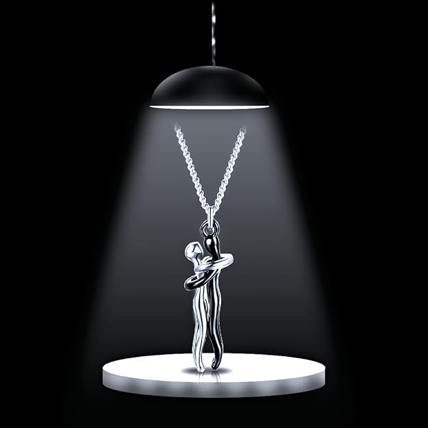 Silver-tone couple pendant necklace