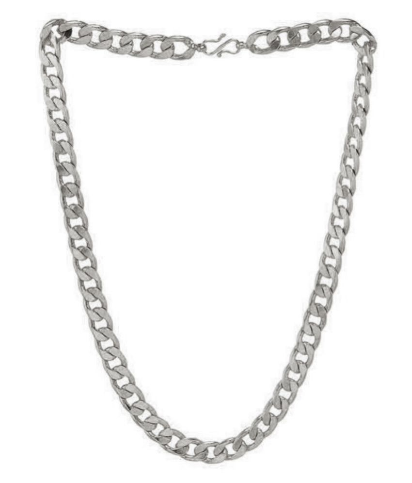 Close-up of silver-tone curb chain necklace
