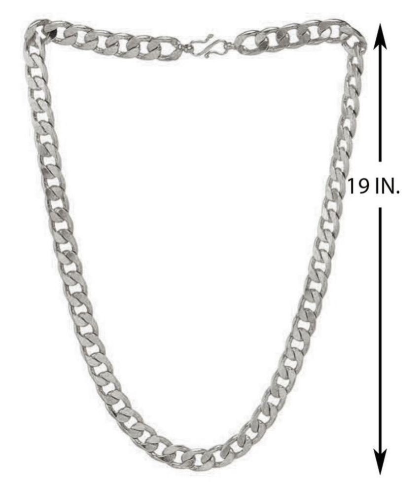 Silver-tone curb chain necklace displayed on black bust