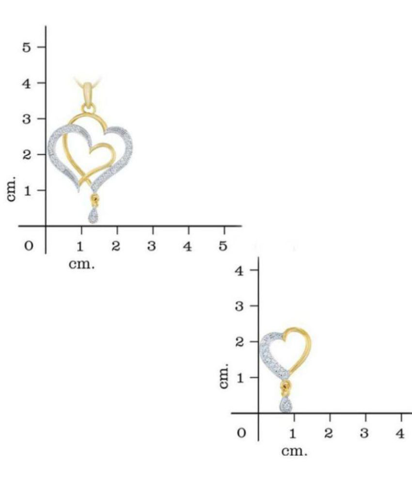 Double heart pendant necklace size reference in centimetres