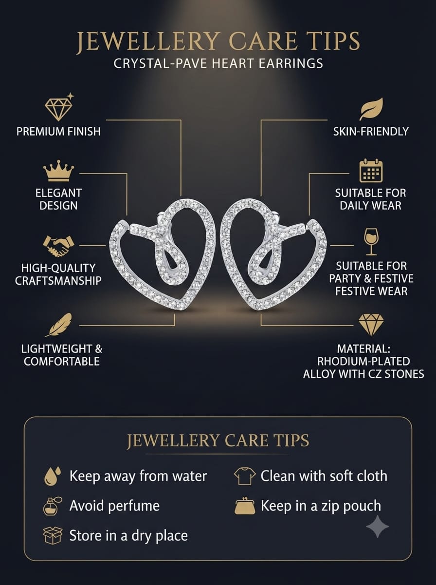 Crystal-pave heart earrings styled in gift box