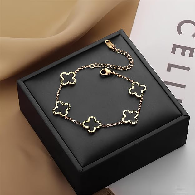 Black clover charm bracelet on display