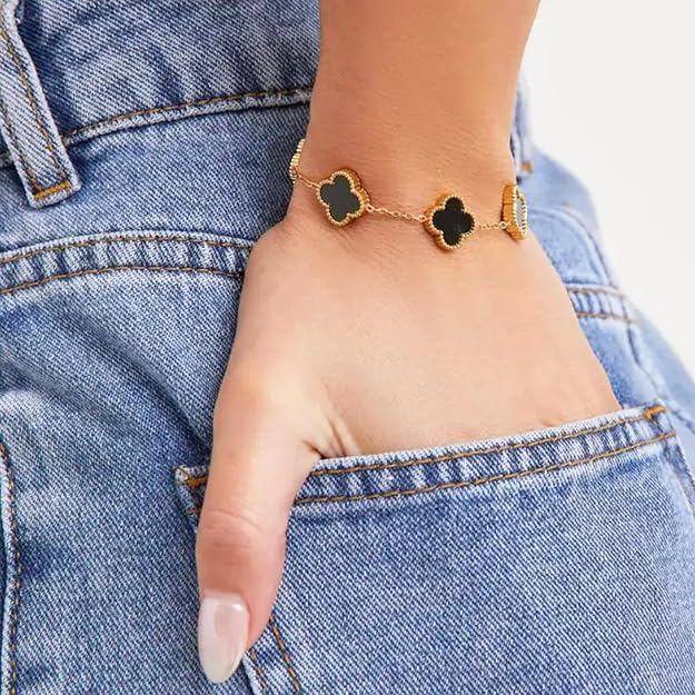 Black clover charm bracelet product view