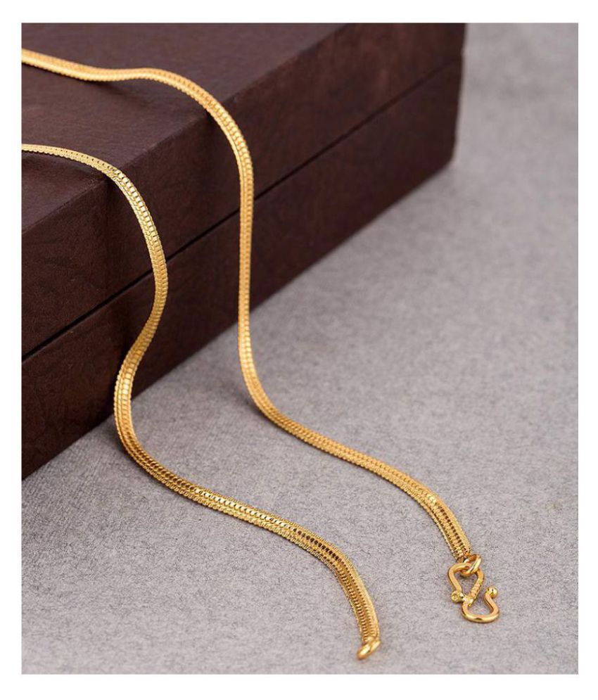 Gold-tone snake chain necklace on white background