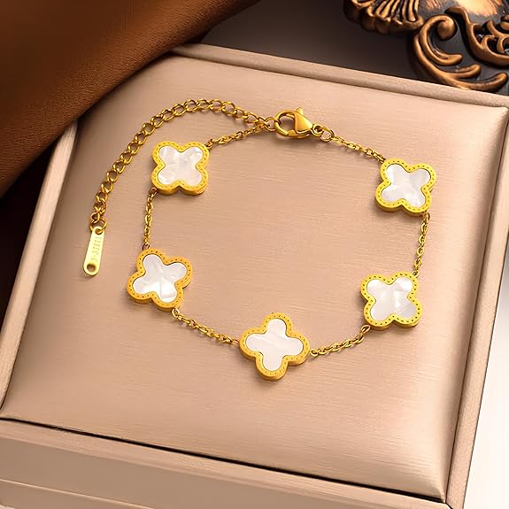 Gold Clover Charm Bracelet