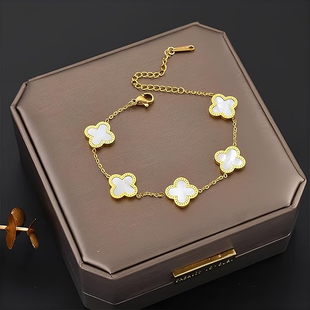 Gold Clover Charm Bracelet
